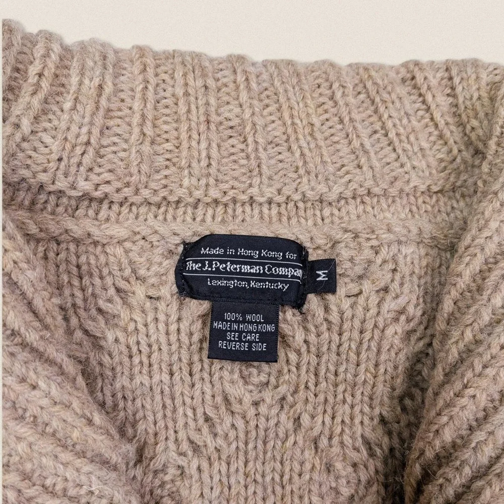 Vintage Grandpa Wool Chunky Cardigan Sweater J‎ Peterman fisherman Size Medium
